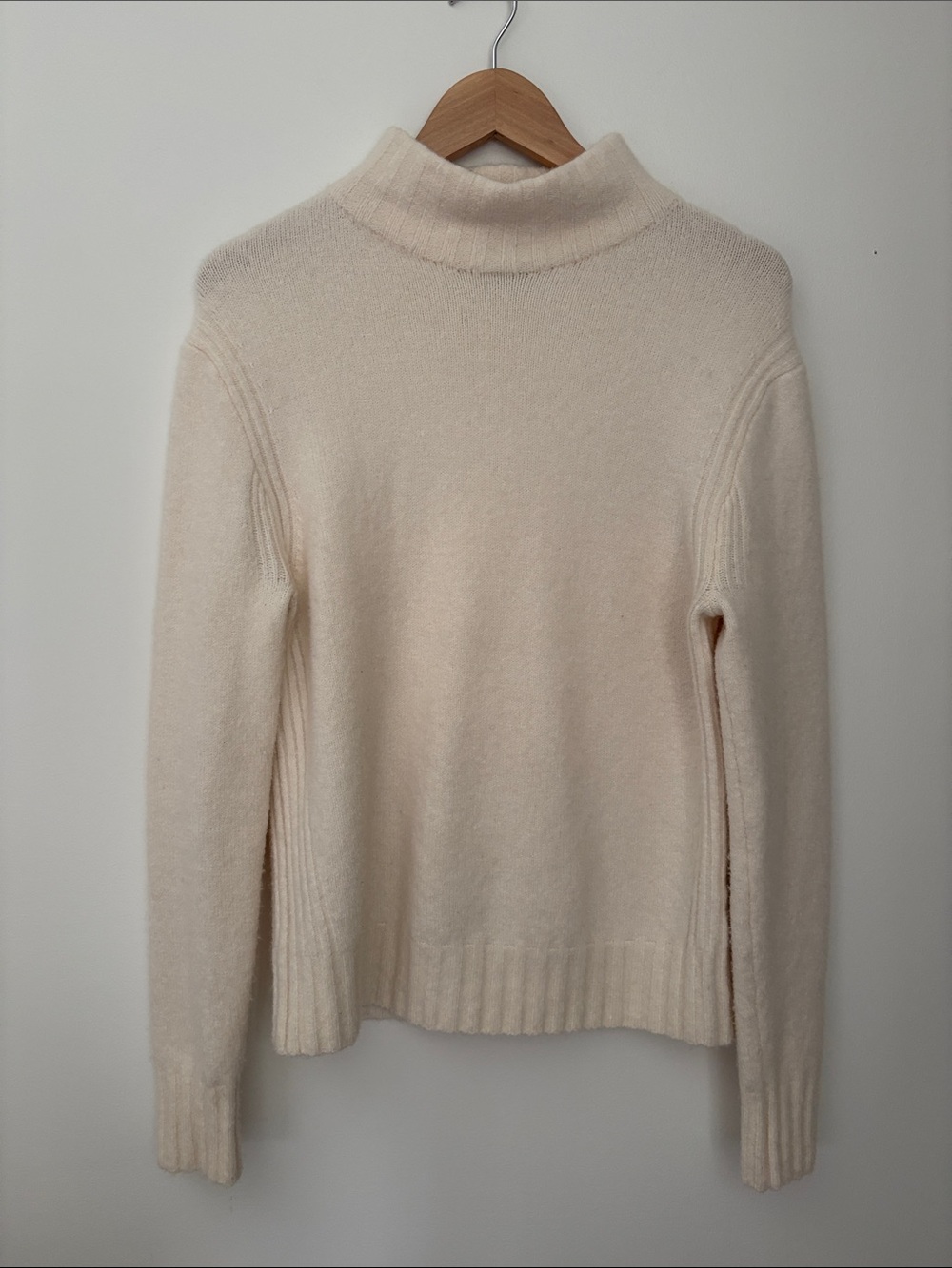 J. Crew Mocknecck Sweater in Supersoft Yarn in Cream Wool Alpaca Blend Size M